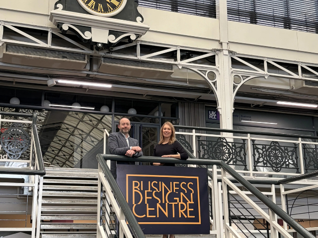 Sam North, co-founder and CEO of SCALE and Amy Knight, co-founder of Women Who Scale, at London's Business Design Centre where SCALE EXPO & SUMMIT will be held on 22-23 April 2026.